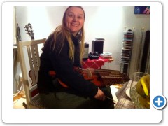 Vix playing her new nyckelharpa