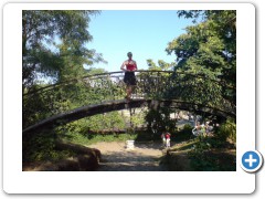 Ukraine, Odessa, Lizz on a pretty bridge
